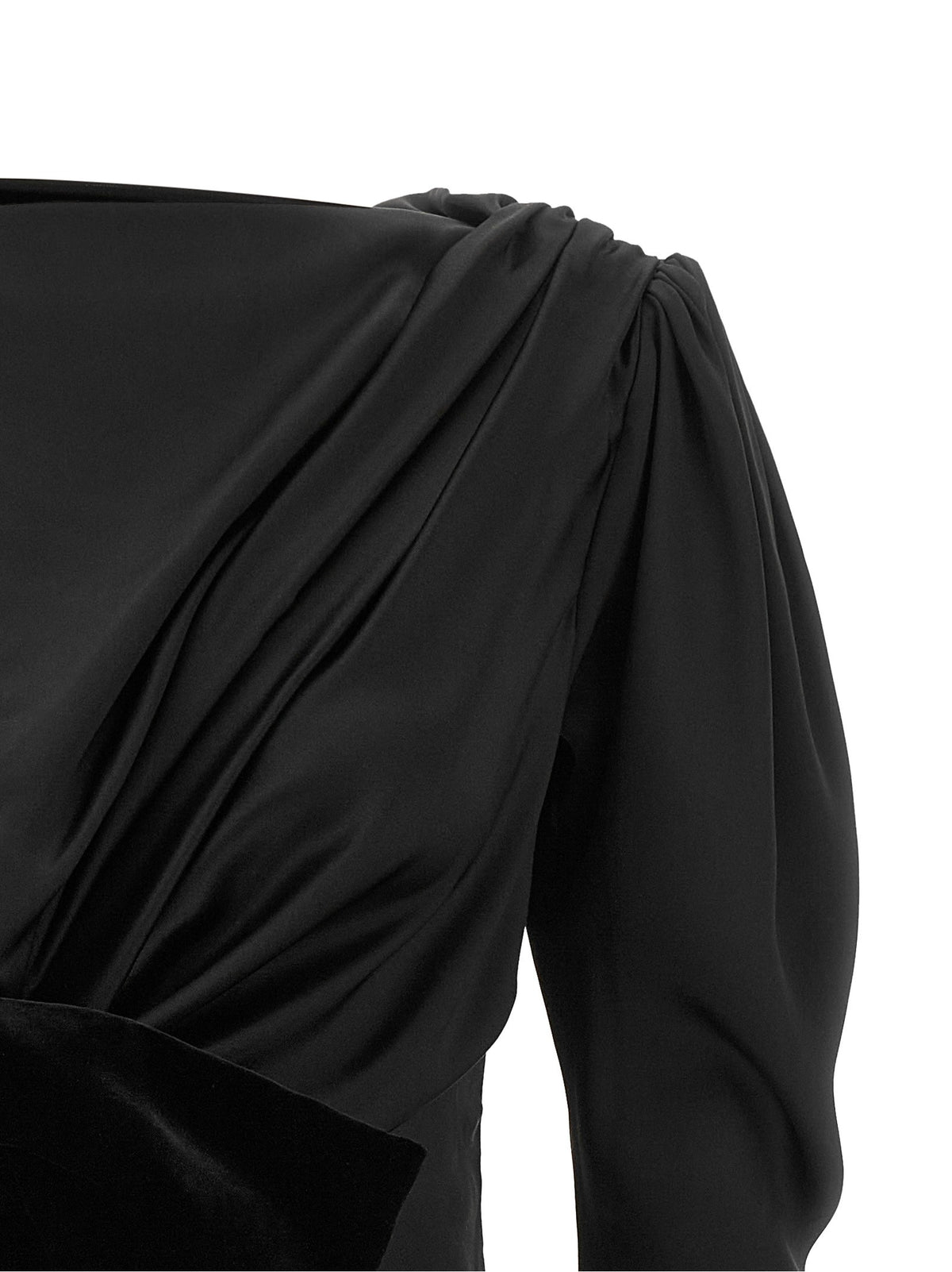 Balmain Black Velvet Bow Dress Black