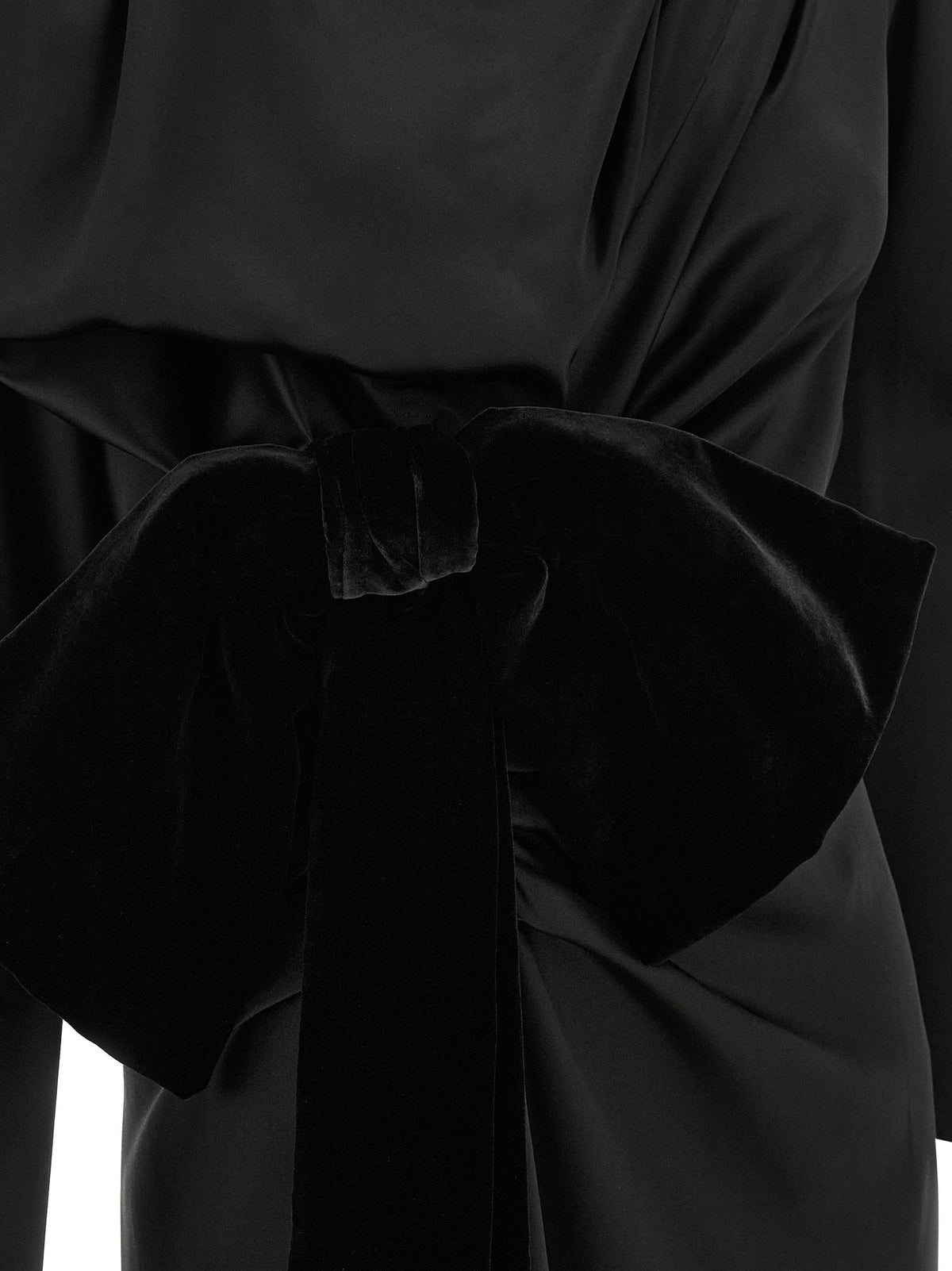 Balmain Black Velvet Bow Dress Black