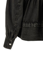 Ganni Black Washed Frill Blouse Black, view 4