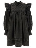 Ganni Black Washed Mini Shirt Dress Black