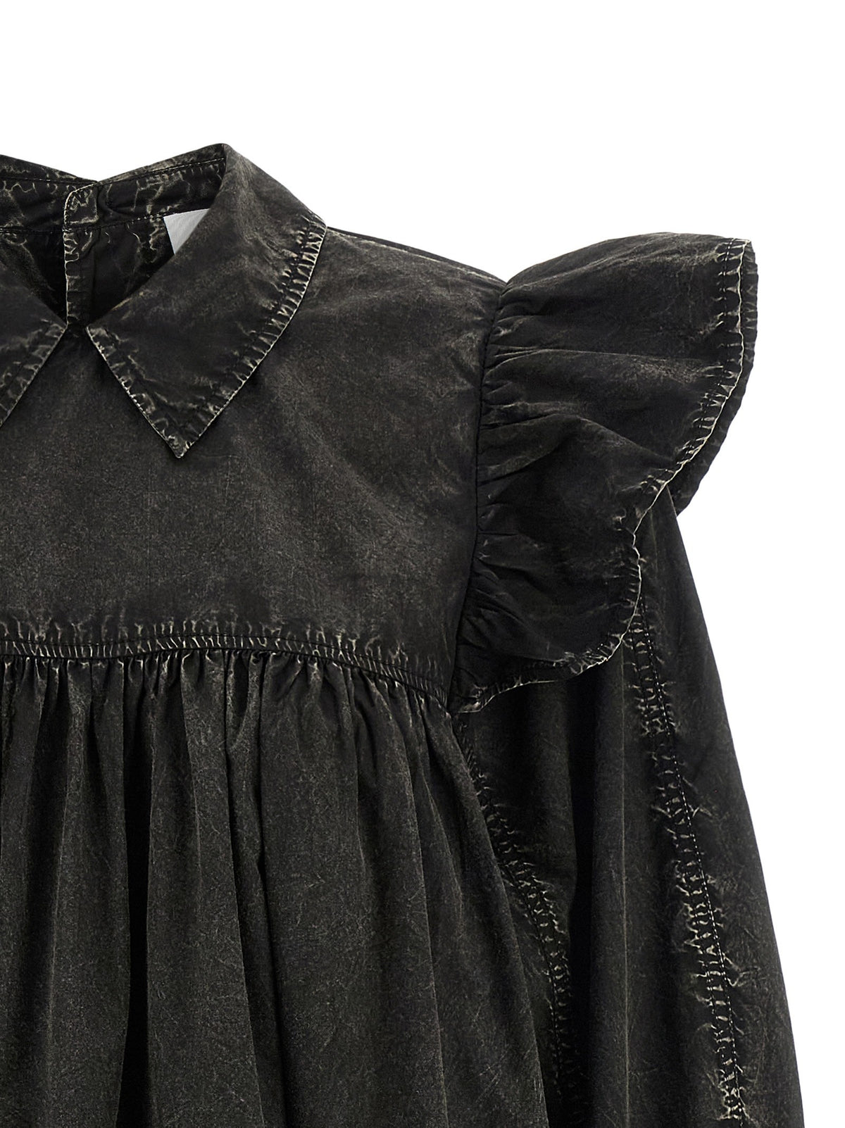 Ganni Black Washed Mini Shirt Dress Black, view 3