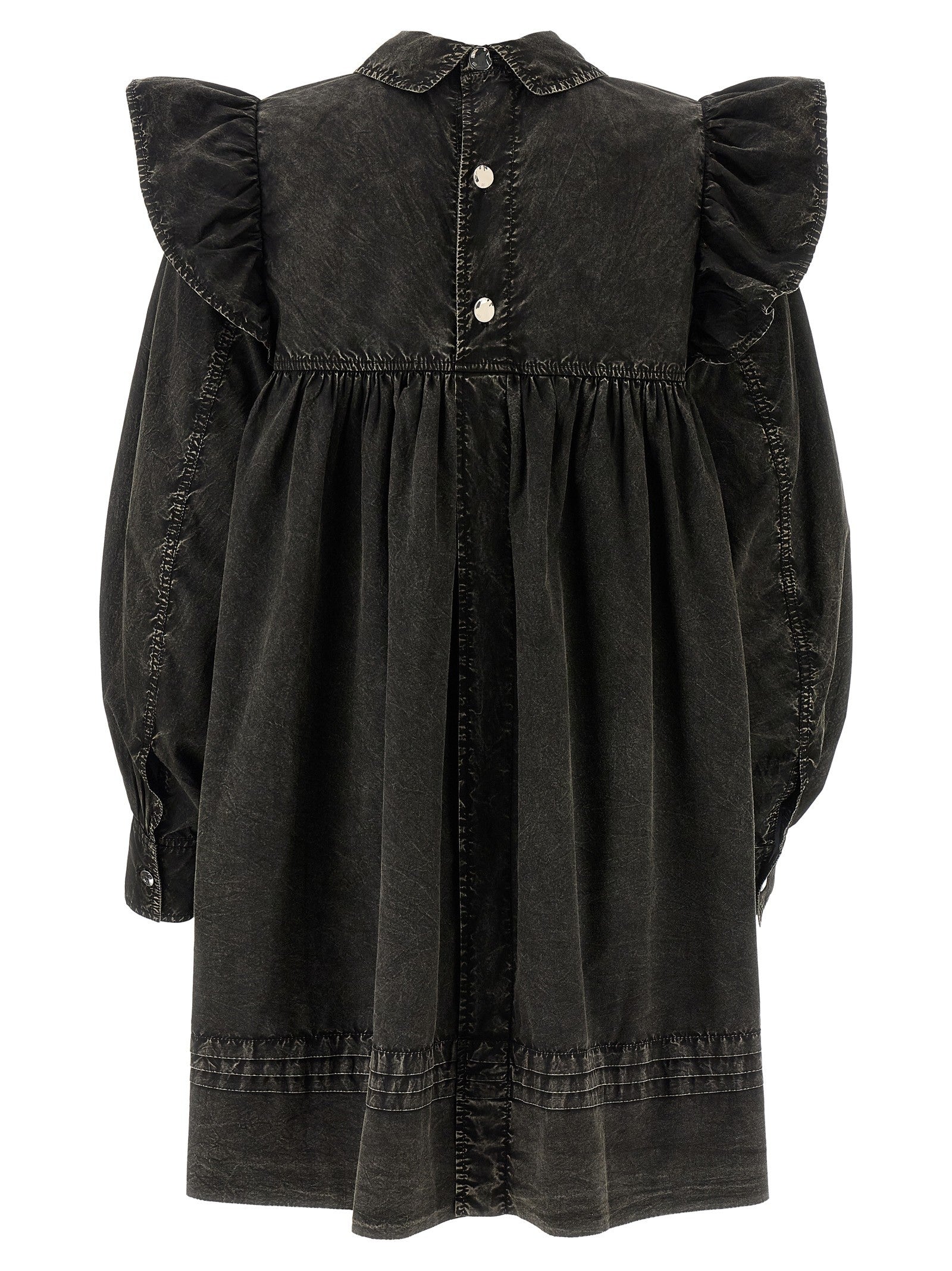 Ganni Black Washed Mini Shirt Dress Black
