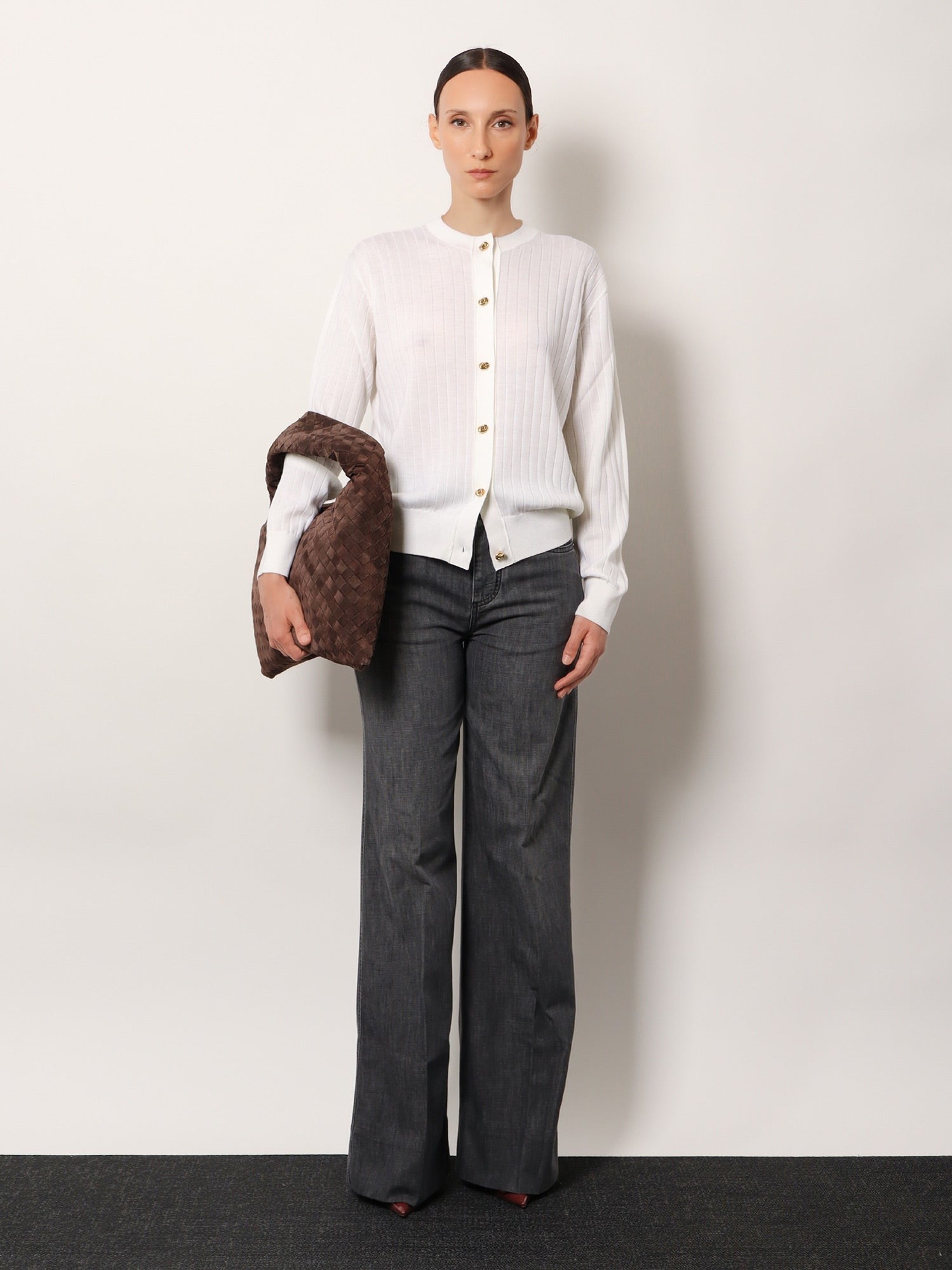 Bottega Veneta Women's Black Washed Palazzo Denim Jeans Black Bottega Veneta