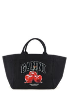 Ganni Black Xxl Cherry Tote Shopping Bag Black