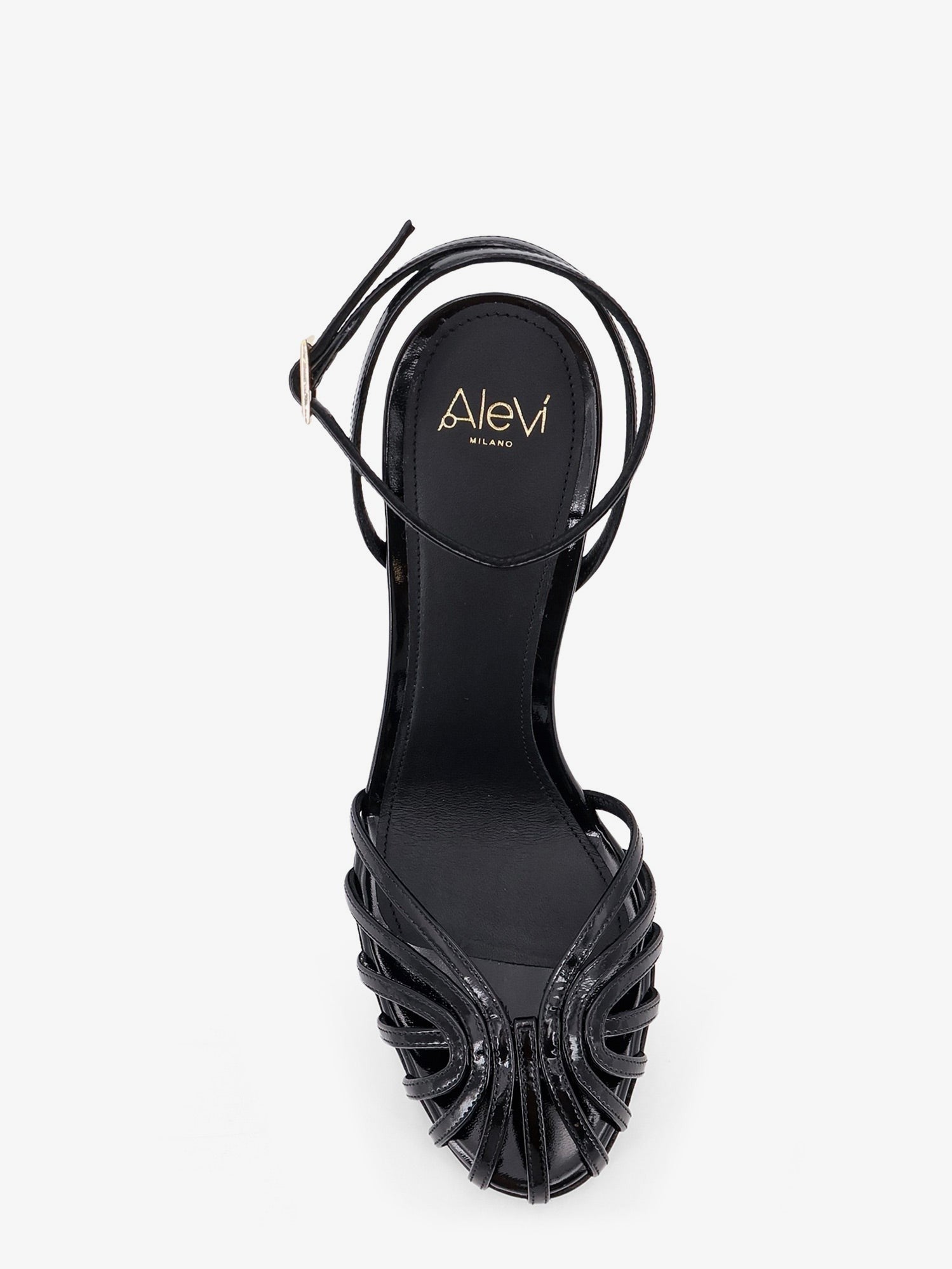 Alevi` Women's Blake Patent Leather Sandals Black