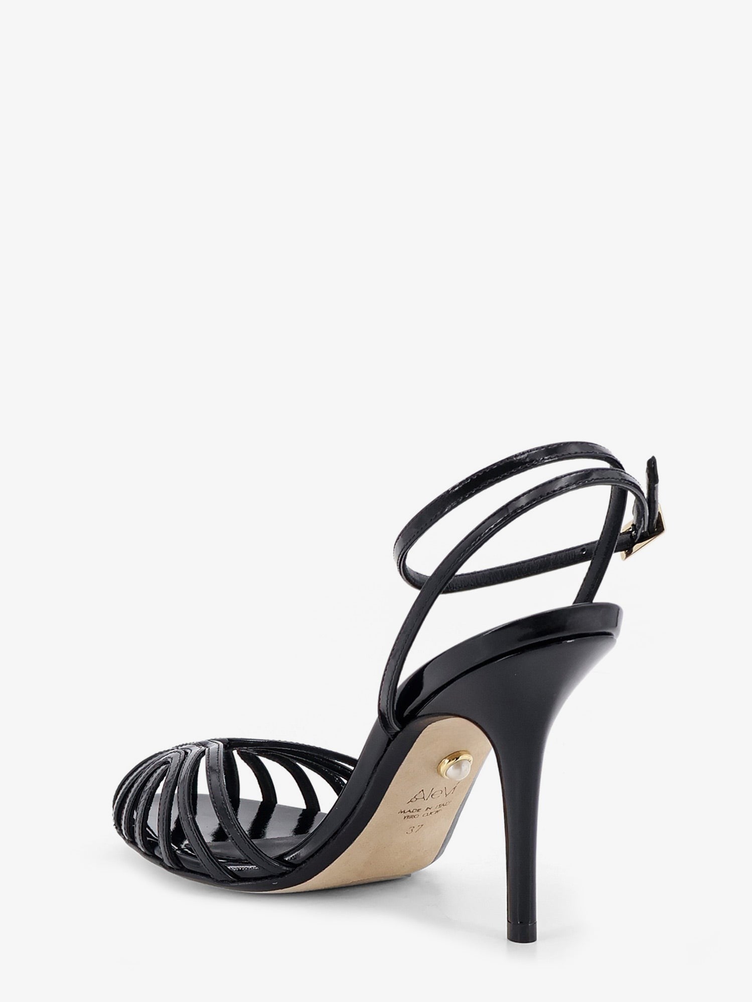 Alevi` Women's Blake Patent Leather Sandals Black