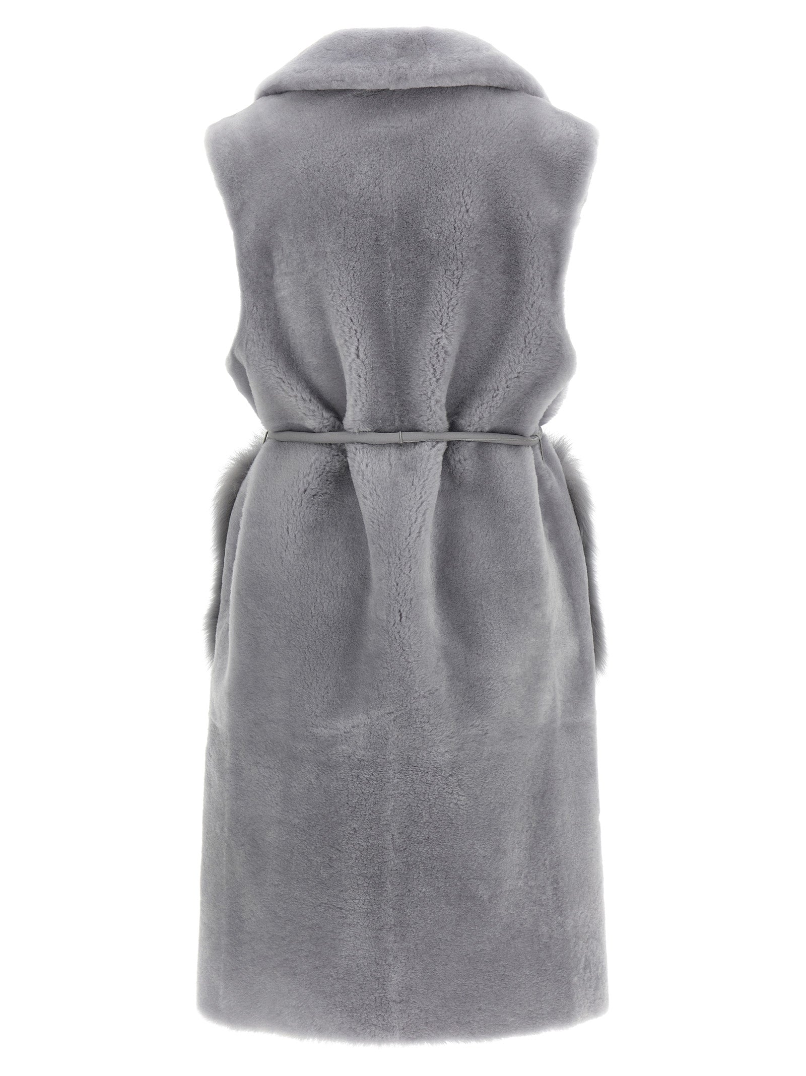 BLANCHA - BLANCHA - ’Merino Straight-Volpe Shadow’ vest - Woman,Clothing,Fur,