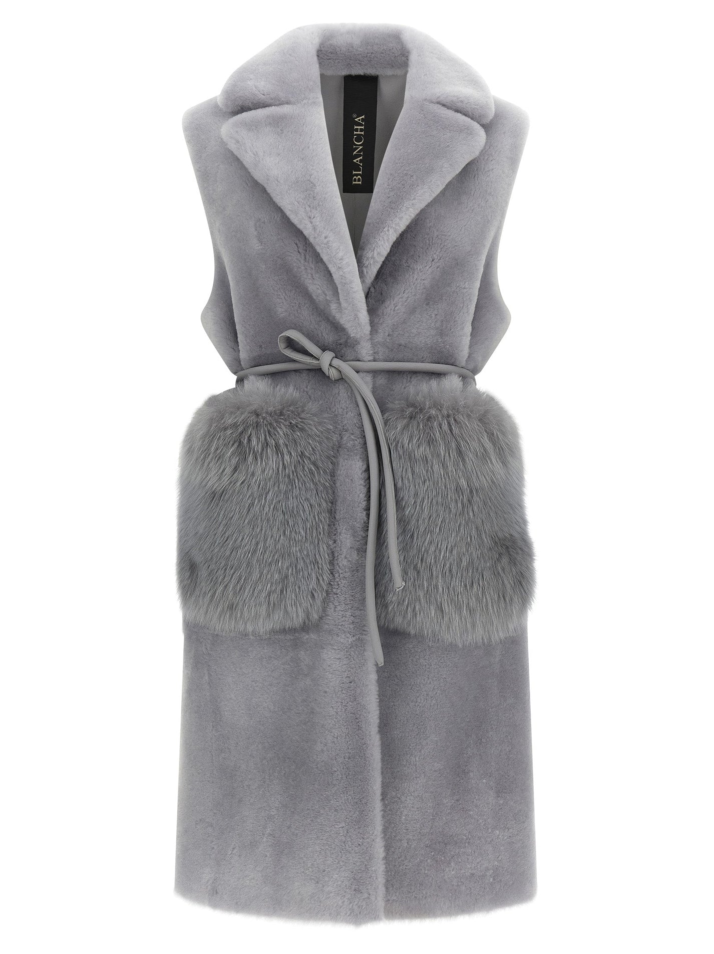 BLANCHA - BLANCHA - ’Merino Straight-Volpe Shadow’ vest - Woman,Clothing,Fur,
