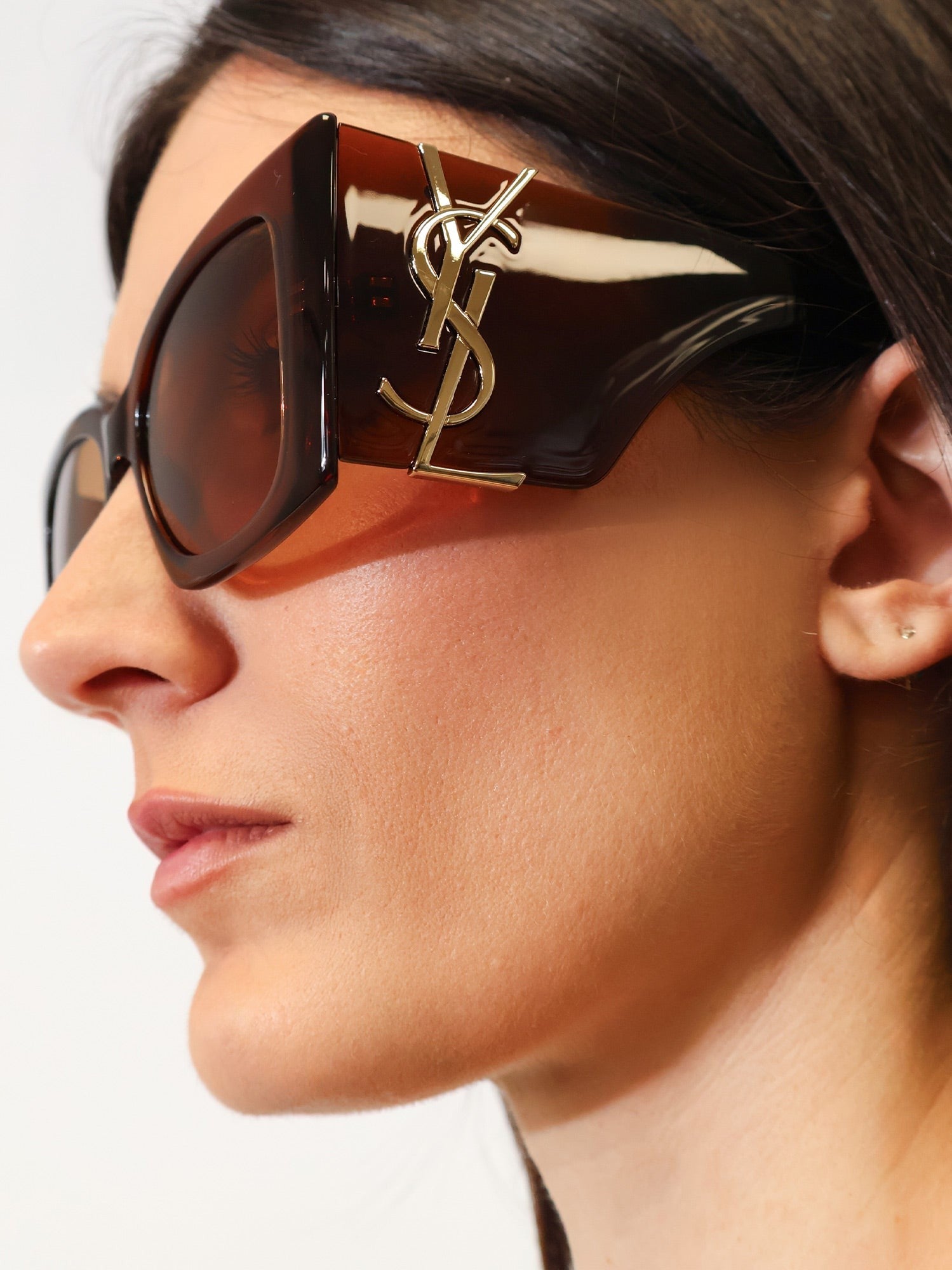 Saint Laurent Women's Blaze Crystal Acetate Sunglasses Brown