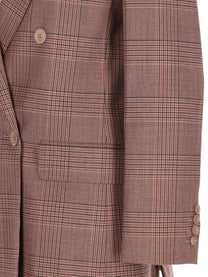 Max Mara Women's Wool Principe Galles Blazer Double-Breasted Brown, view 3