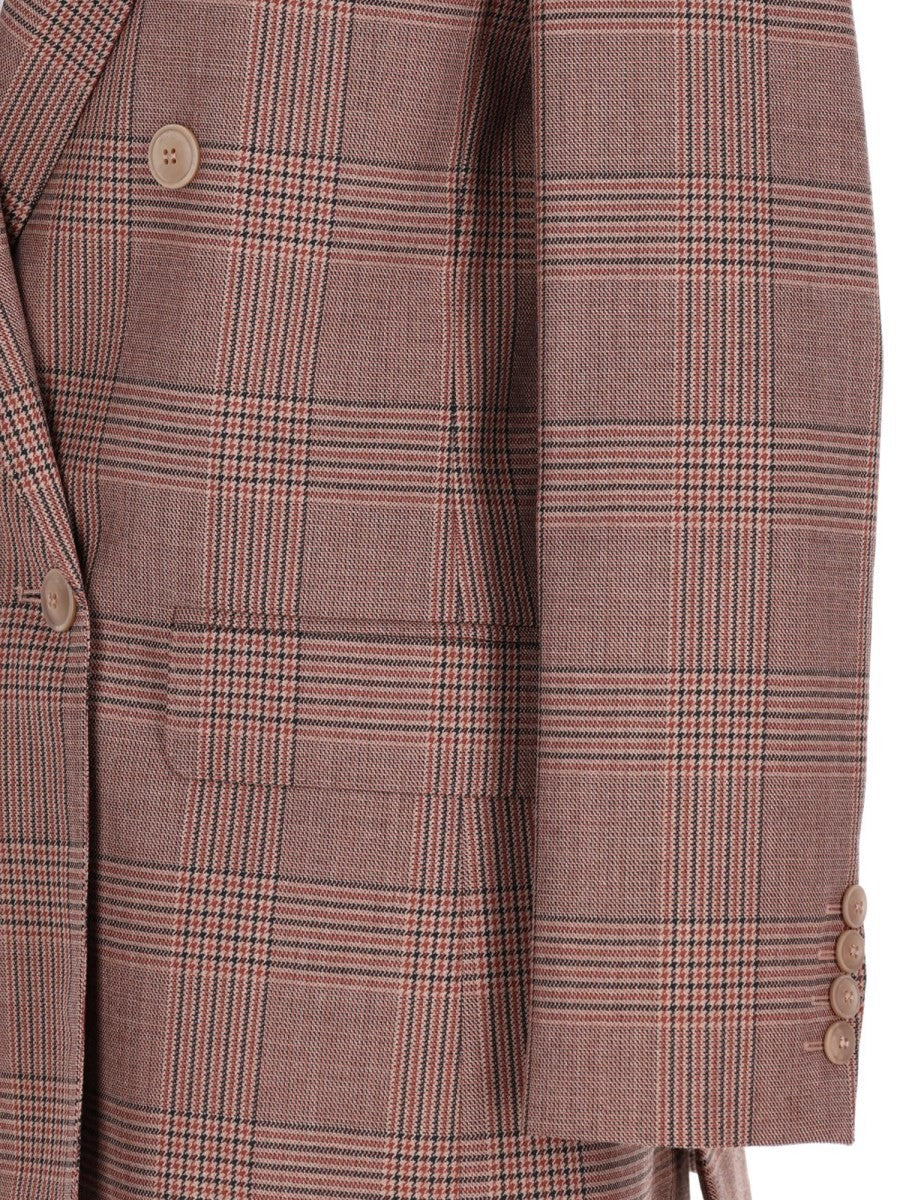 Max Mara Women's Wool Principe Galles Blazer Double-Breasted Brown, view 3