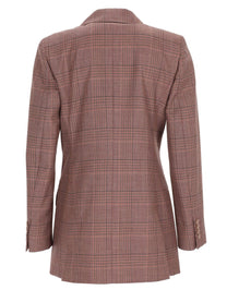 Max Mara Women's Wool Principe Galles Blazer Double-Breasted Brown, view 2