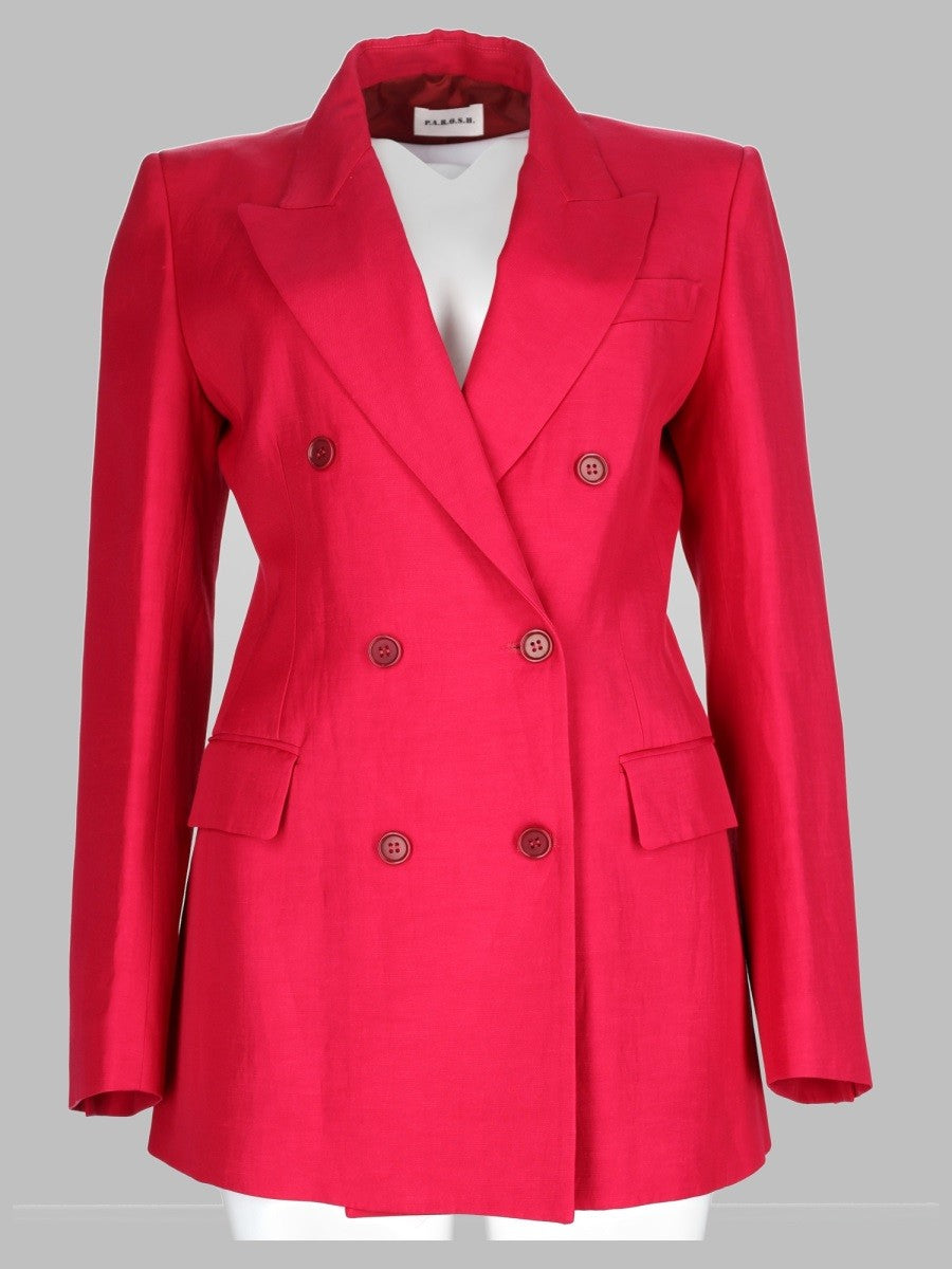 P.A.R.O.S.H Women's Blazer Doppiopetto in Viscosa Lino Red