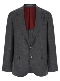 Brunello Cucinelli Blazer Flamed Canvas Blazer Grey