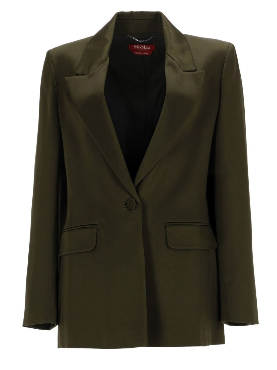 Max Mara Women's Blazer in Envers Satin Green
