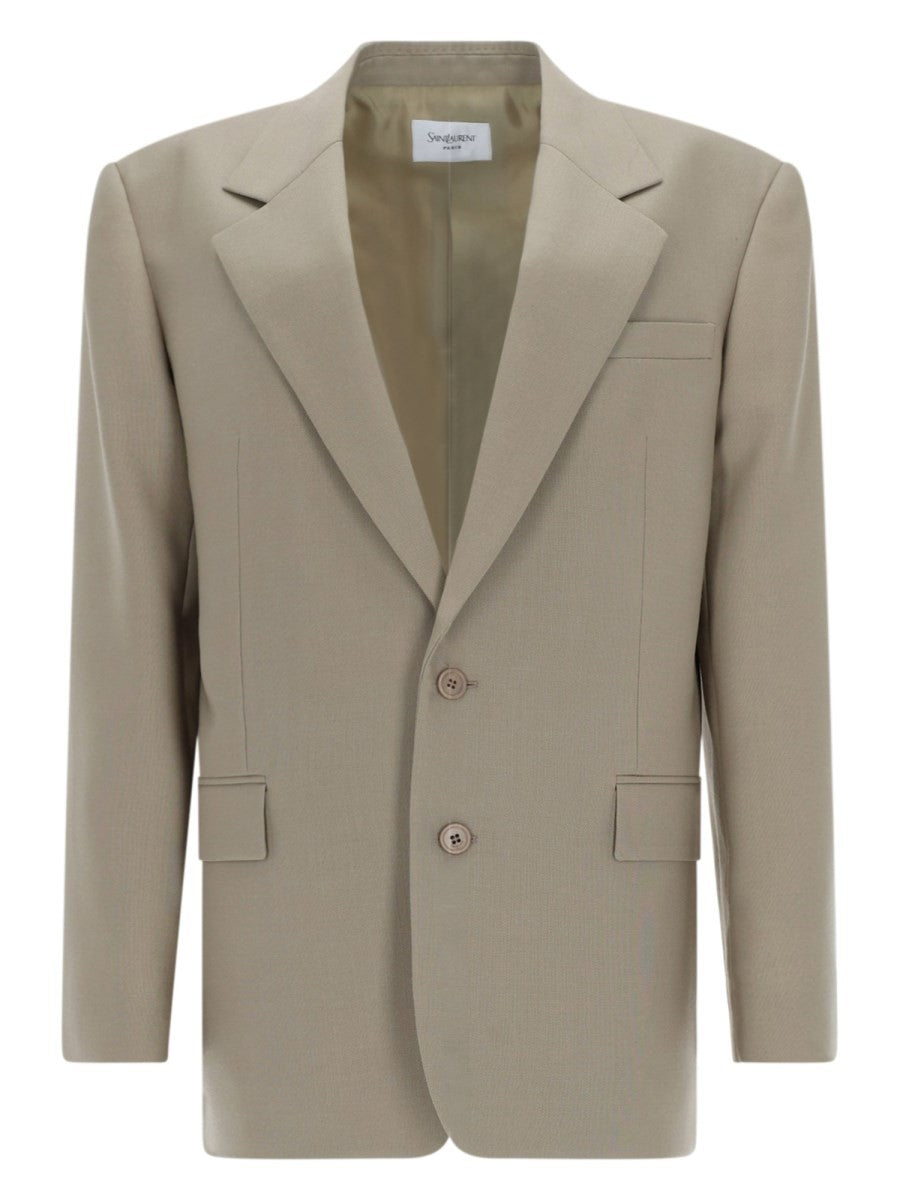 Saint Laurent Women's Blazer Monopetto in Lana Beige