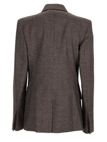 Ami Paris Women's Wool Blazer Single-Breasted Brown, view 2