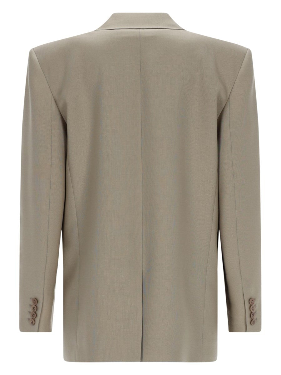 Saint Laurent Women's Blazer Monopetto in Lana Beige