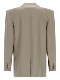 Saint Laurent Women's Blazer Monopetto in Lana Beige