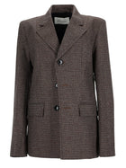 Ami Paris Women's Wool Blazer Single-Breasted Brown