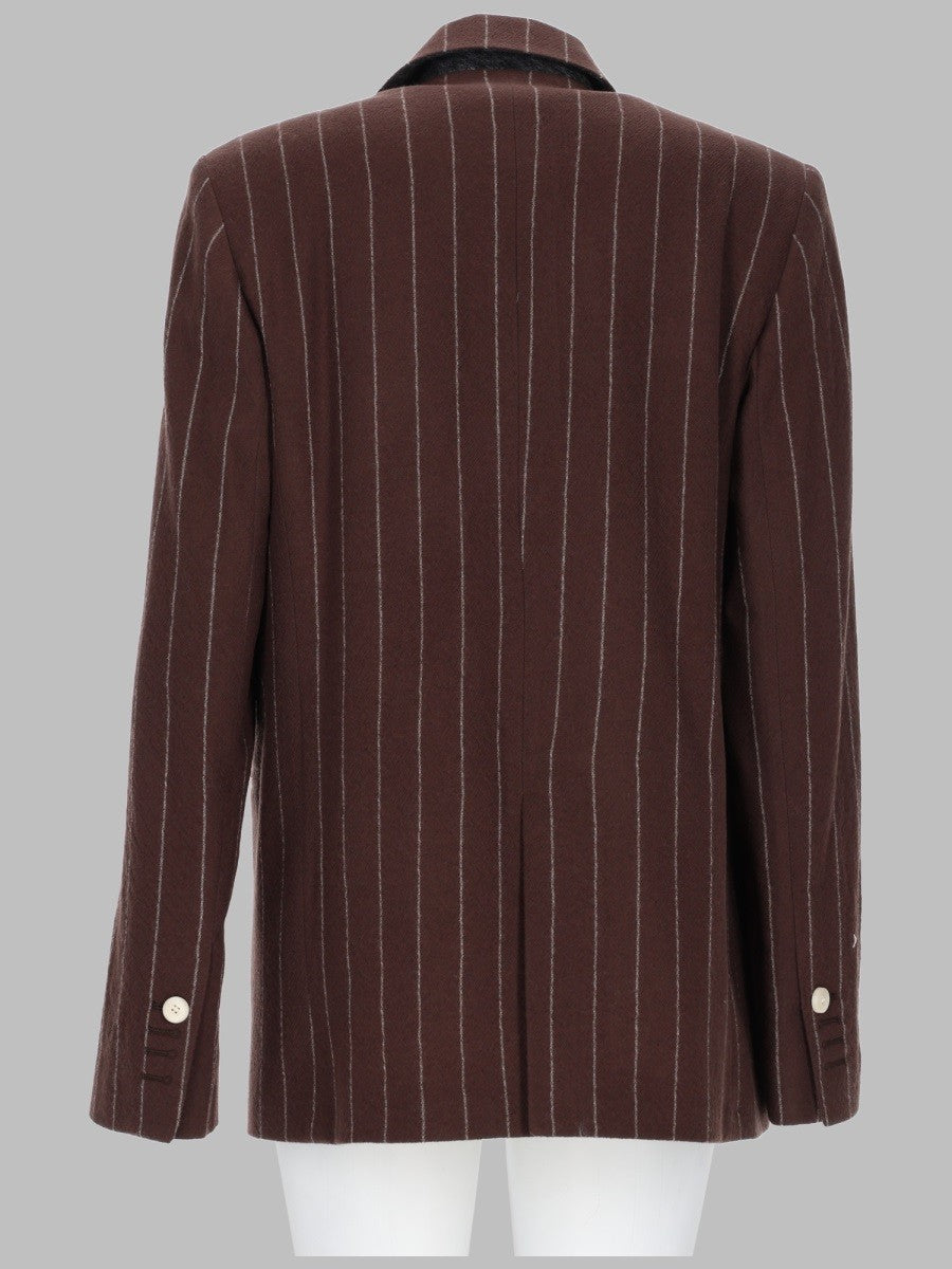 Alysi Women's Blazer Stripes Wool Doppio Petto Brown