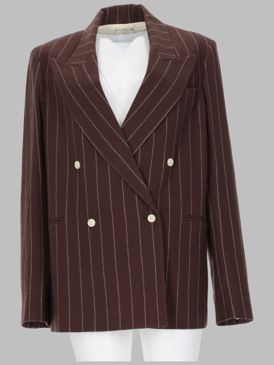 Alysi Women's Blazer Stripes Wool Doppio Petto Brown