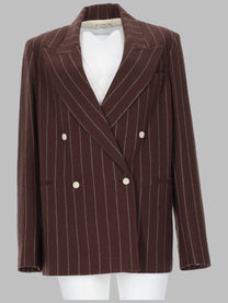 Alysi Women's Blazer Stripes Wool Doppio Petto Brown