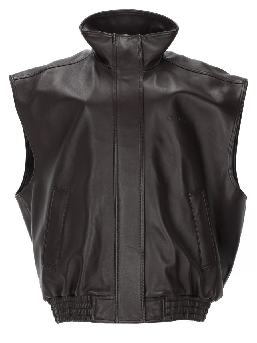 Balenciaga Women's Leather Soft Blouson Brown