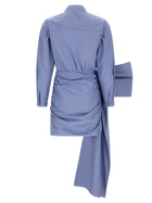self-portrait Blue Cotton Tie Side Mini Dress Blue