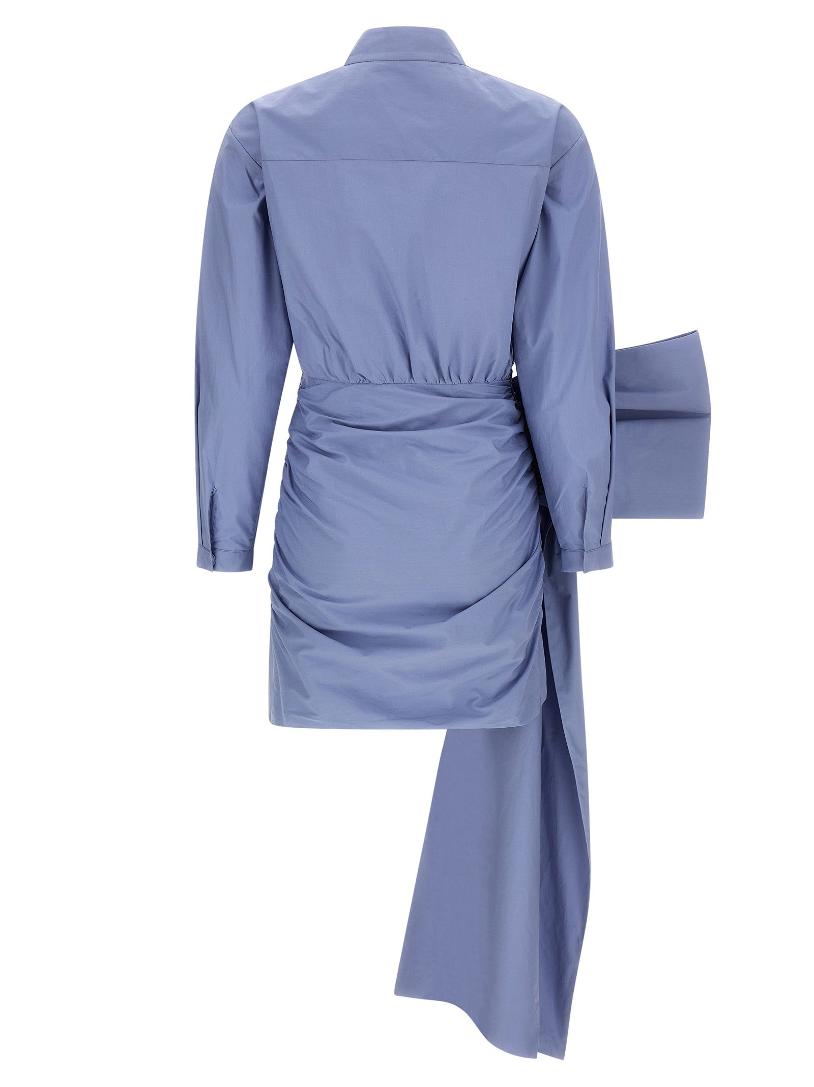 self-portrait Blue Cotton Tie Side Mini Dress Blue