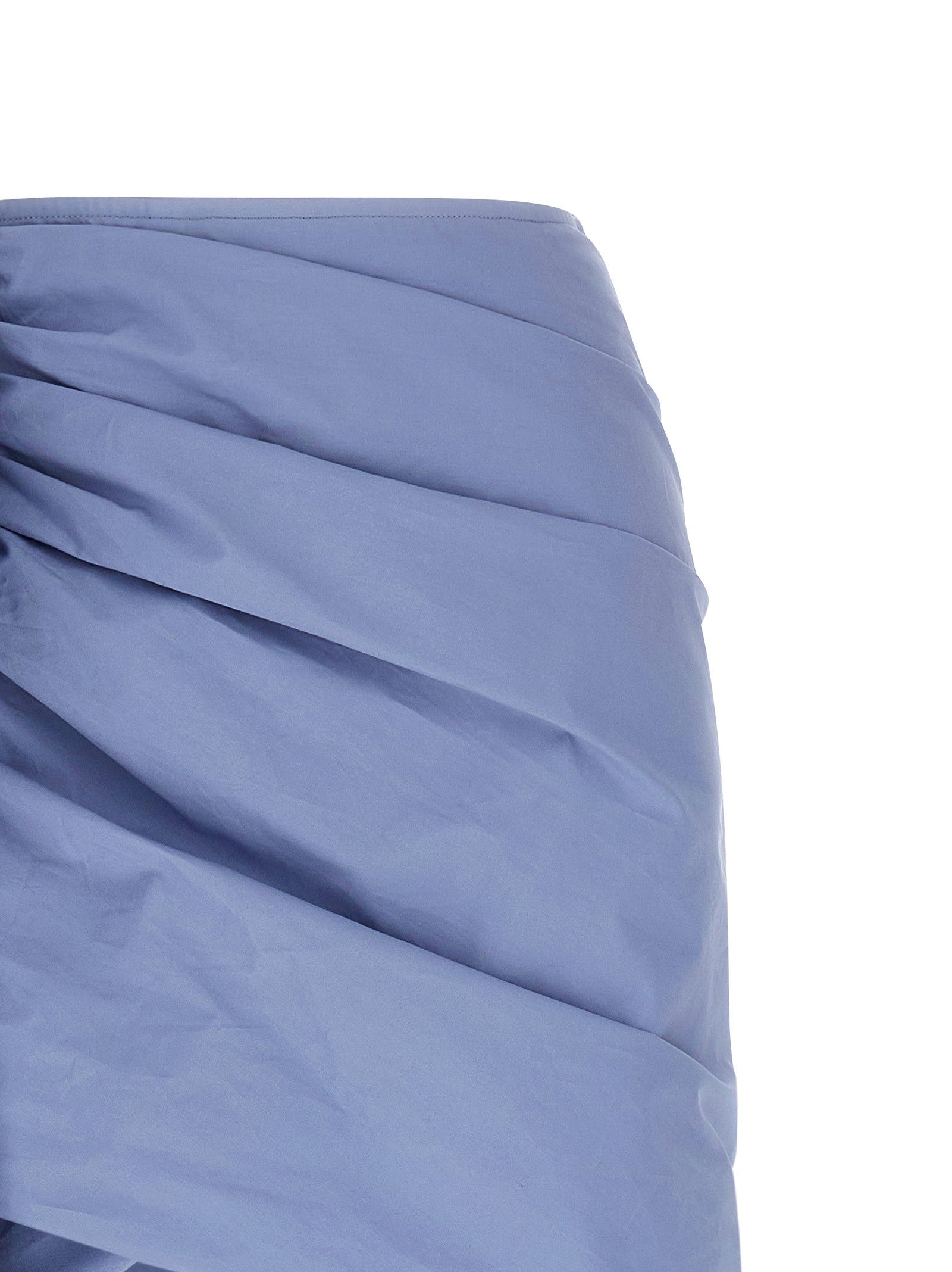 self-portrait Blue Cotton Tie Side Mini Skirt Blue