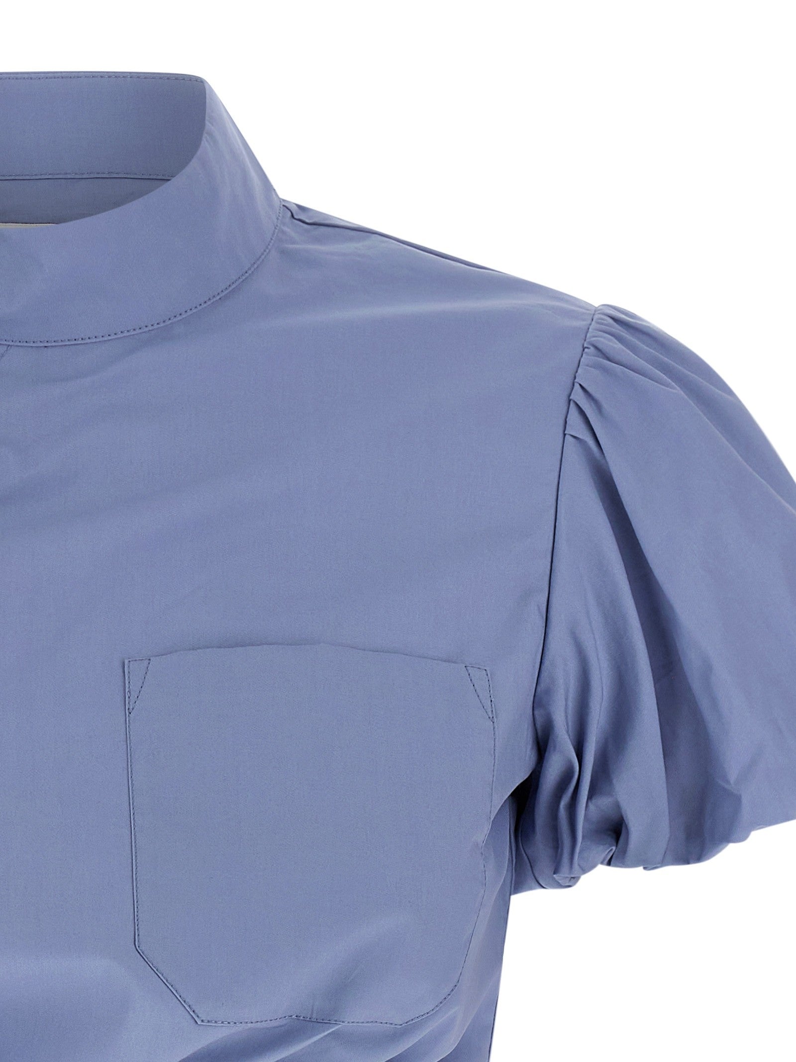 self-portrait Blue Cotton Tie Side Top Blue