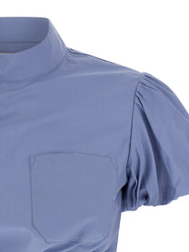 self-portrait Blue Cotton Tie Side Top Blue