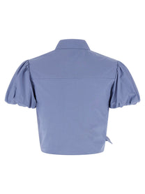 self-portrait Blue Cotton Tie Side Top Blue
