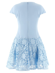 self-portrait Blue Crepe Lace Dress Blue