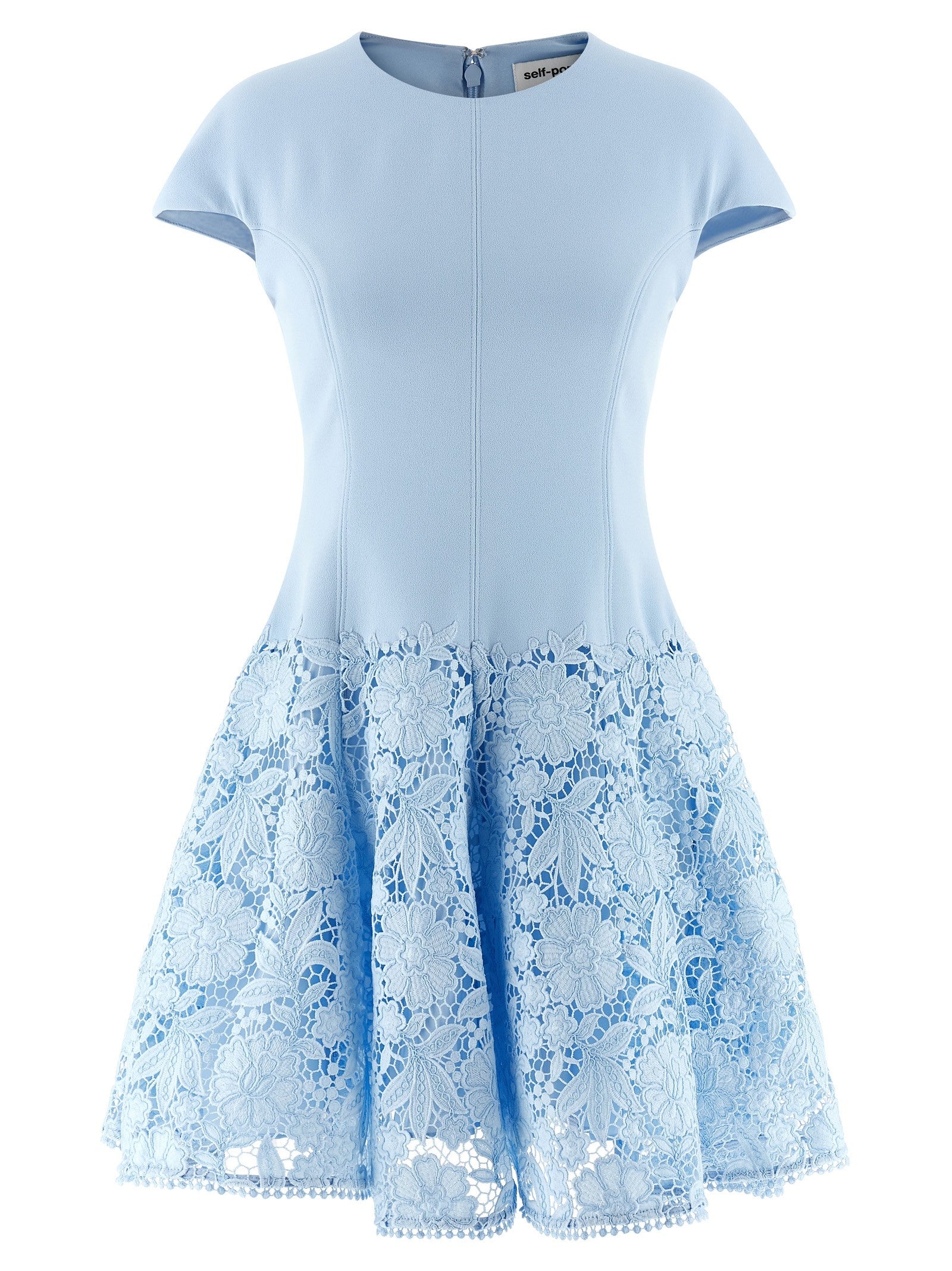 self-portrait Blue Crepe Lace Dress Blue