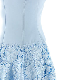 self-portrait Blue Crepe Lace Dress Blue