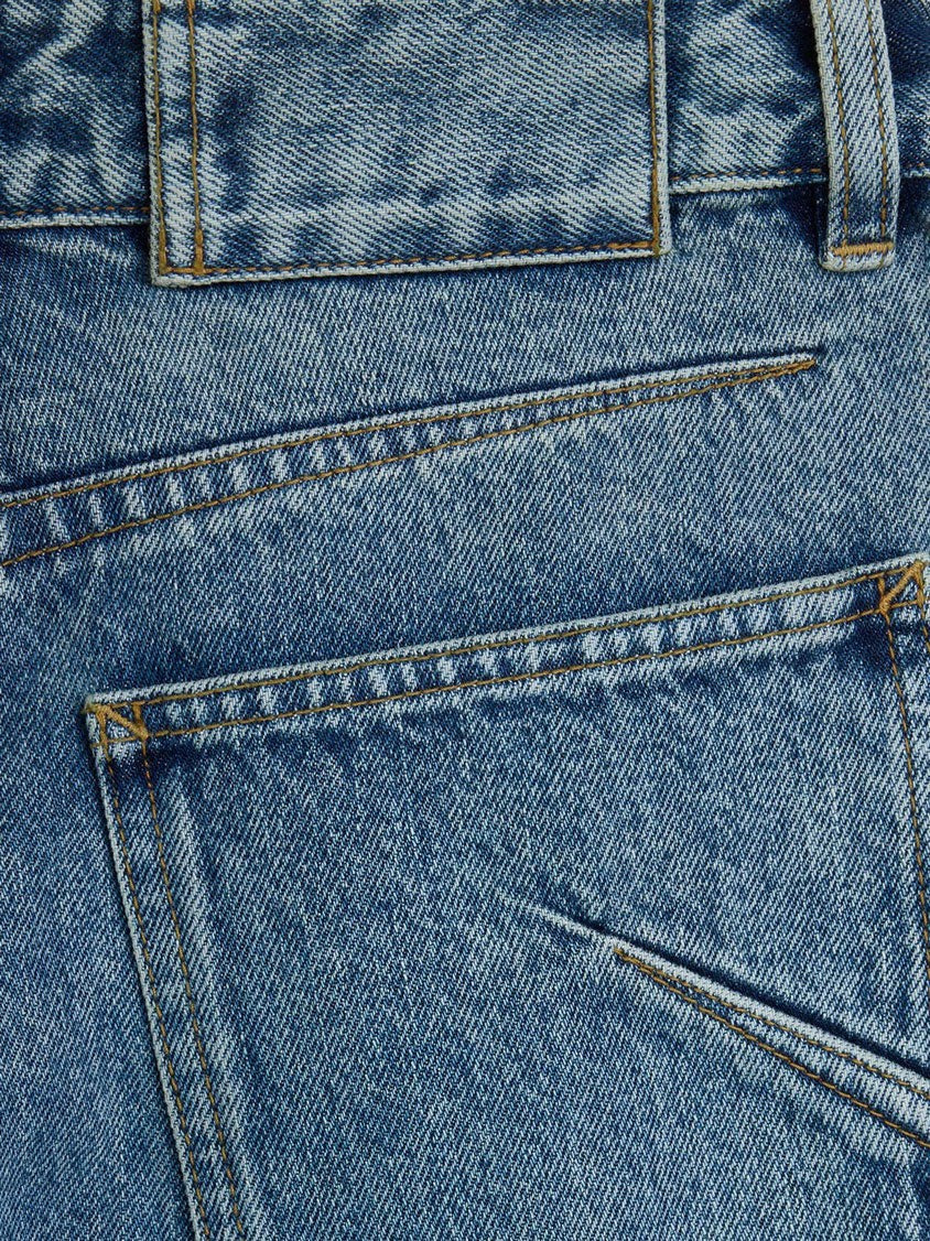 ALAÏA Women's Blue Denim Jeans Beige