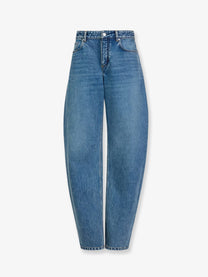 ALAÏA Women's Blue Denim Jeans Beige