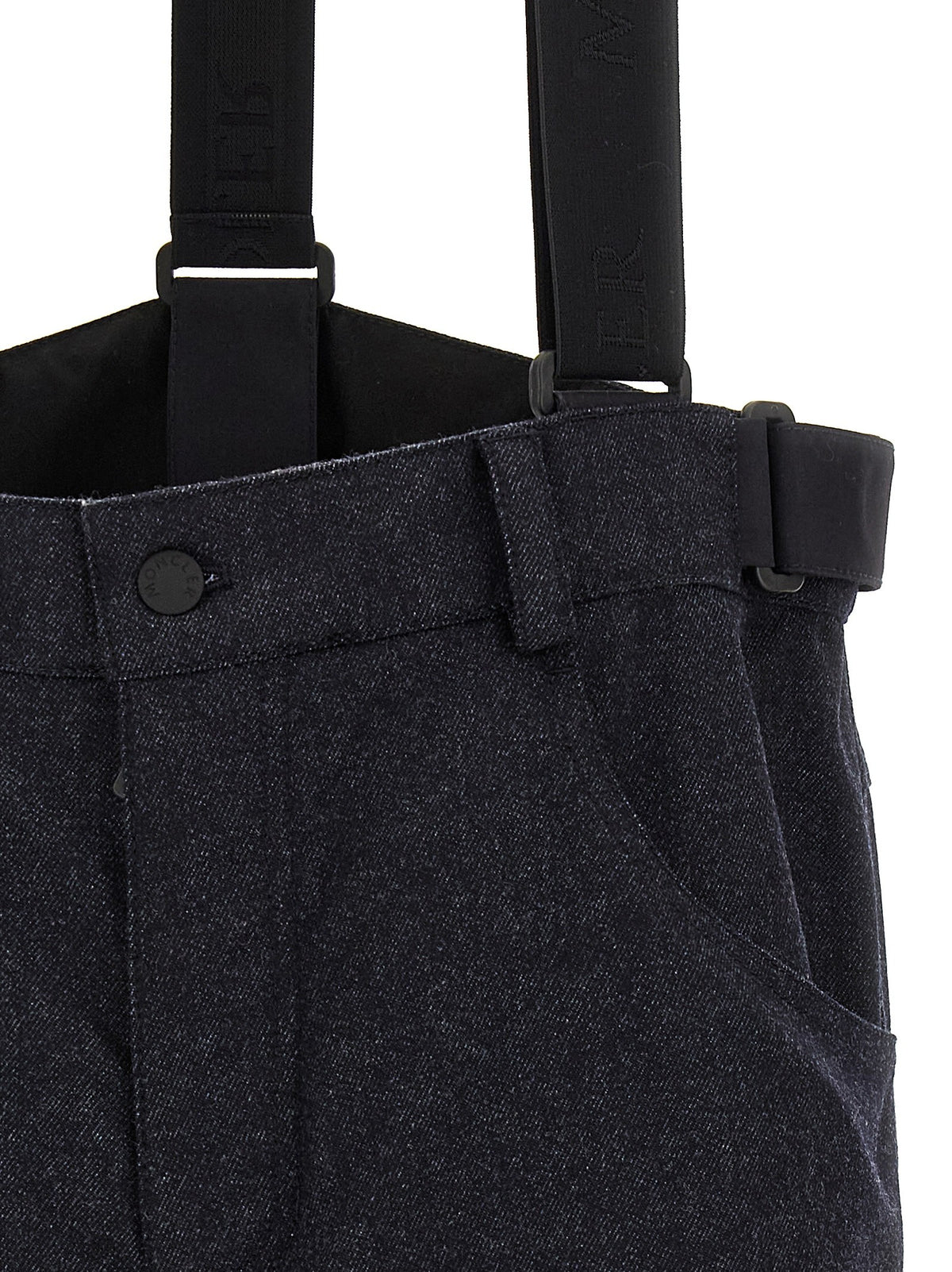 Moncler Grenoble Blue Denim Ski Bib Shorts Blue