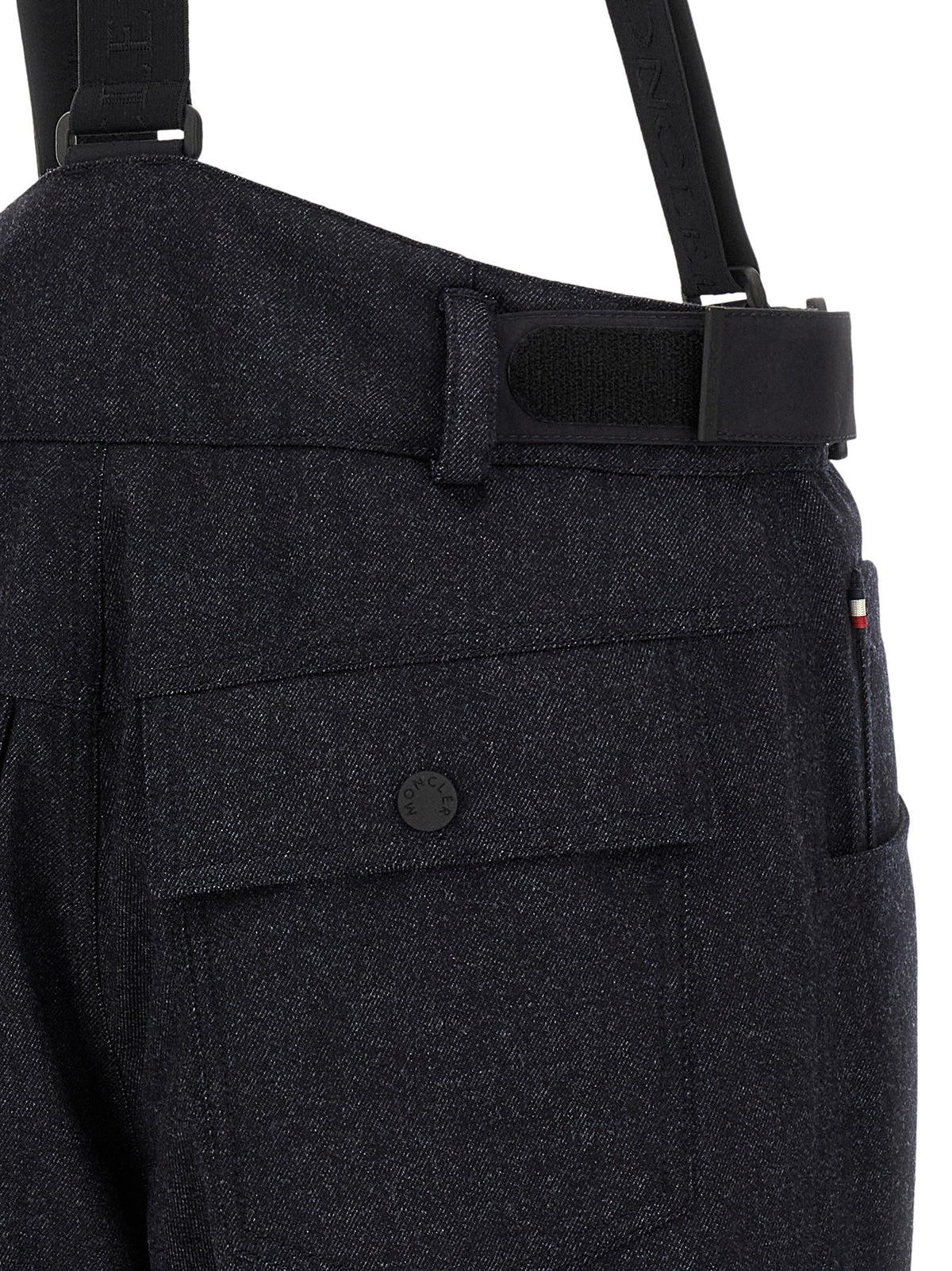 Moncler Grenoble Blue Denim Ski Bib Shorts Blue