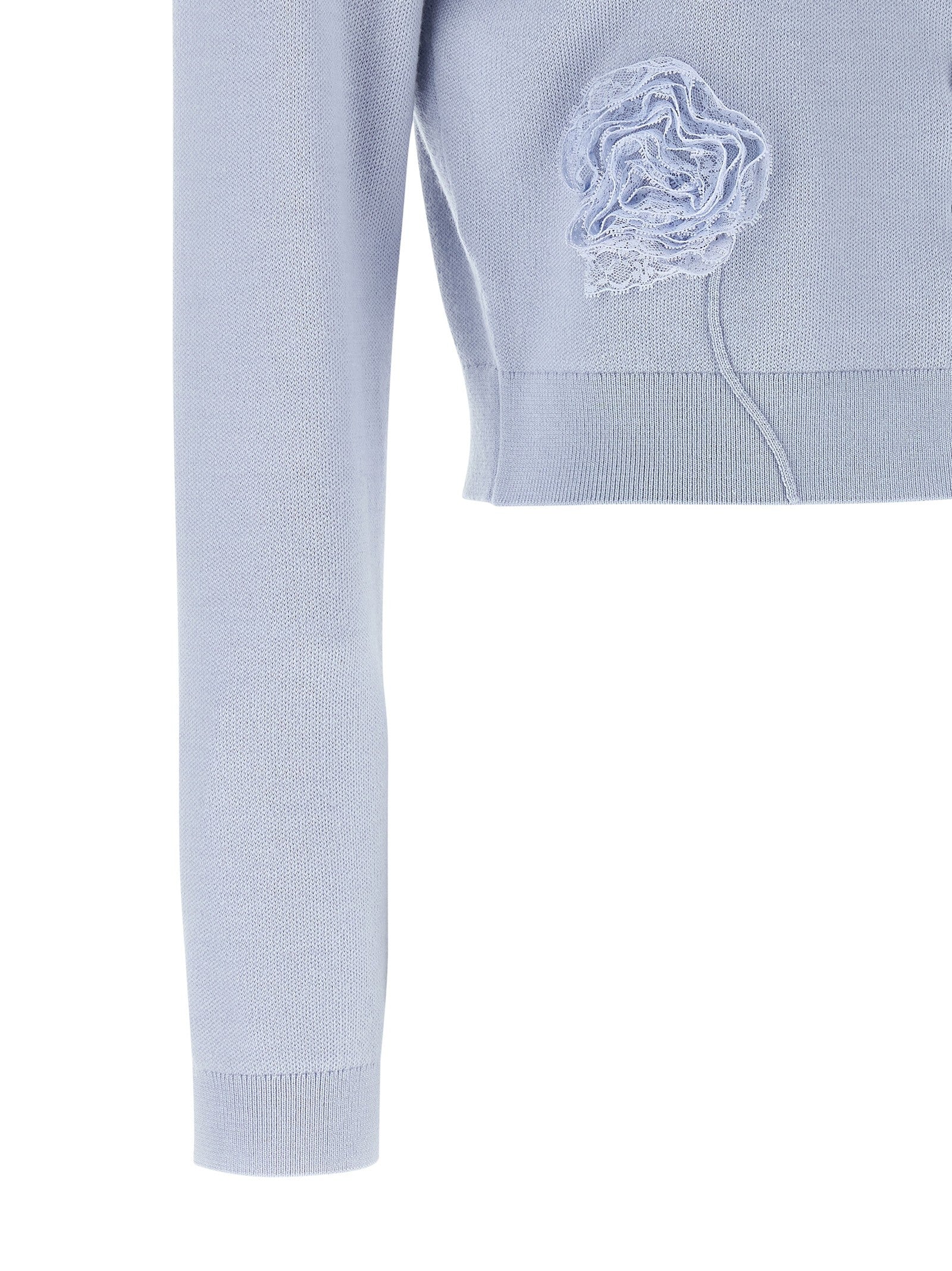 self-portrait Blue Flower Knit Cardigan Blue