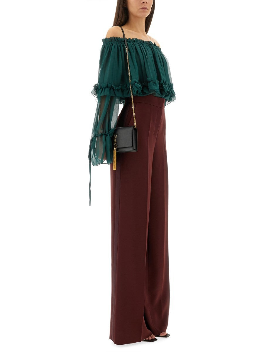 Saint Laurent Women's Blue in Silk Green, view 2
