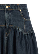 Ganni Blue Slub Denim Skirt Blue