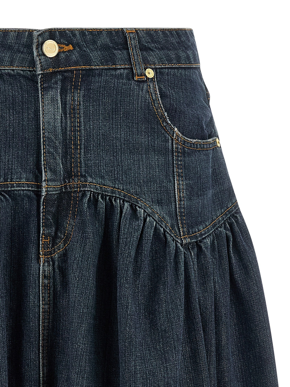 Ganni Blue Slub Denim Skirt Blue