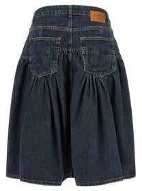 Ganni Blue Slub Denim Skirt Blue