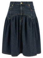 Ganni Blue Slub Denim Skirt Blue
