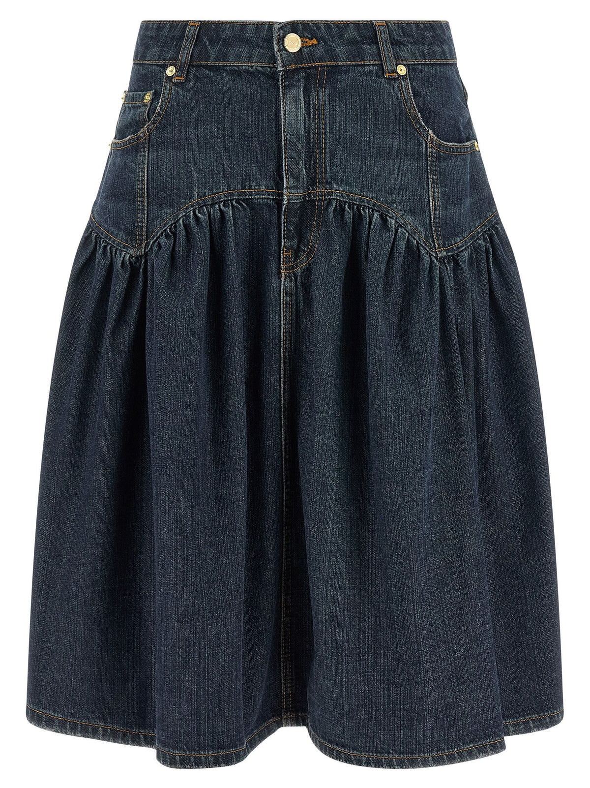 Ganni Blue Slub Denim Skirt Blue