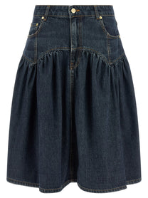 Ganni Blue Slub Denim Skirt Blue