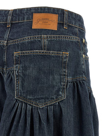Ganni Blue Slub Denim Skirt Blue